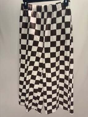 Ascot + Hart Split Decision Brown and White Checkered Wide Leg Pants